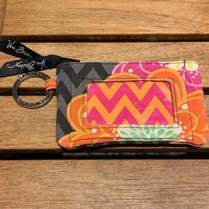 VERA BRADLEY Colorful Spring Multicolor Chevron Keyring ID Wrist Wallet Like New